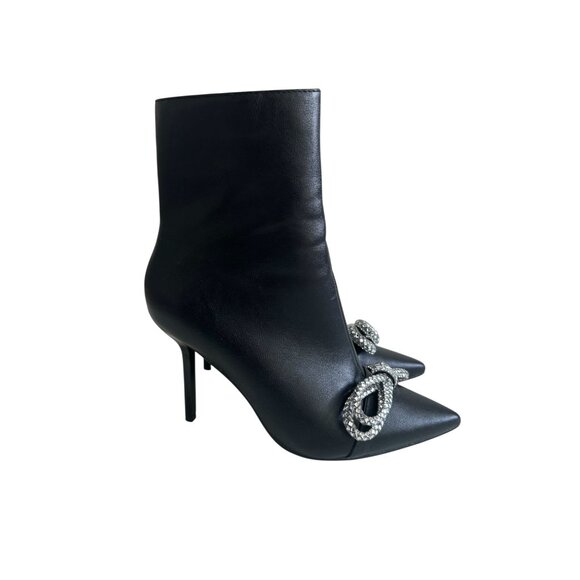 WINDSOR Flora Black Rhinestone Jeweled Bow Heels Boots Size 7 - Picture 6 of 6